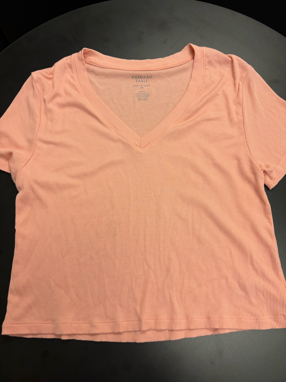 American Eagle Outfitters Peach V-Neck Short Sleeve Sleep Tee